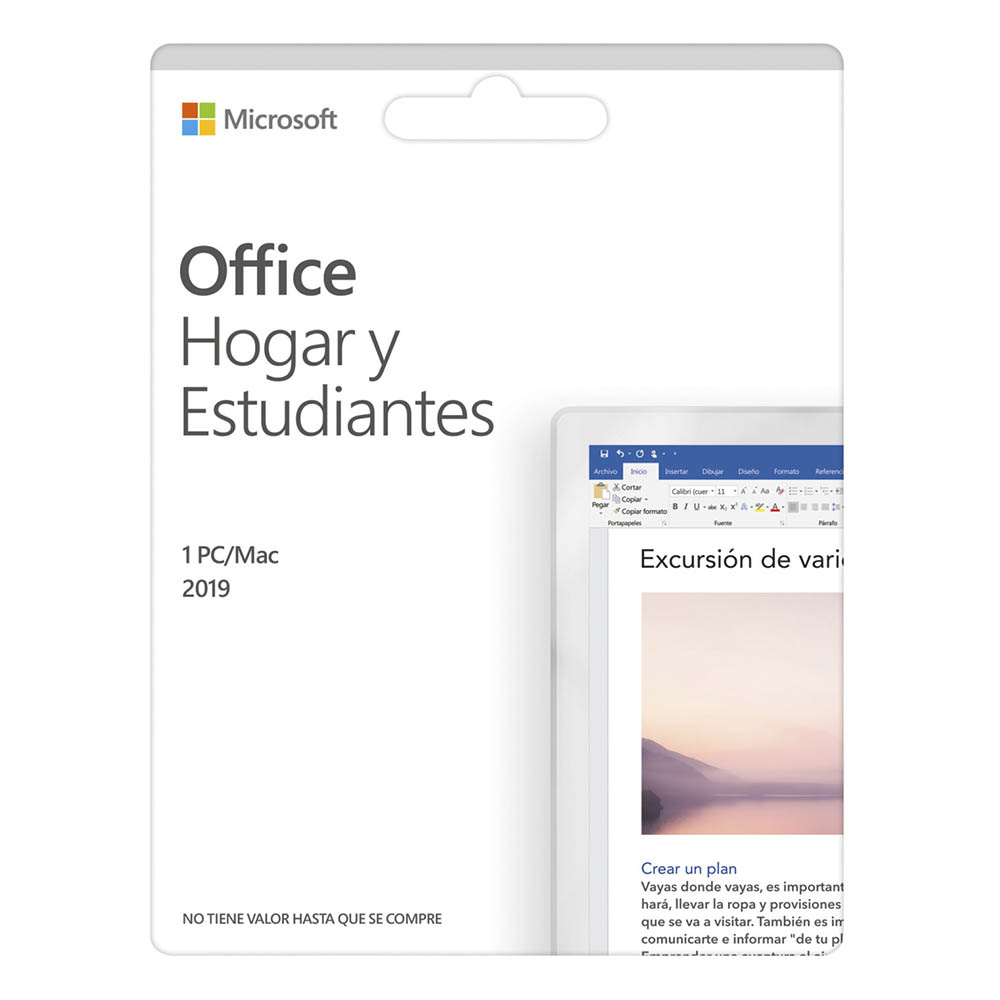Microsoft Office 2019 Hogar y Estudiantes 1PC Retail Windows / MAC