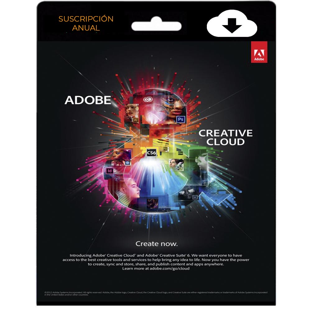 Adobe Creative Cloud (Pc/Mac) | 20+ Apps + 100GB Almacenamiento | Suscripción 12- Meses